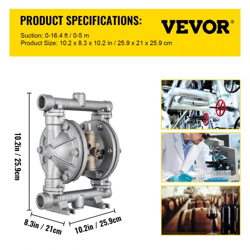 AirOperated Double Diaphragm Pump 12 in Inlet Outlet Stainless Steel