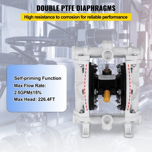 AirOperated Double Diaphragm Pump 12 in Inlet Outlet Polypropylene
