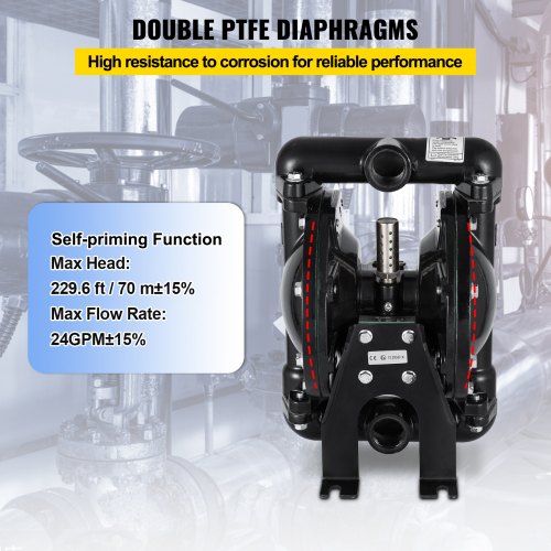 AirOperated Double Diaphragm Pump 1 inch Inlet Outlet Aluminum 24 GPM Max