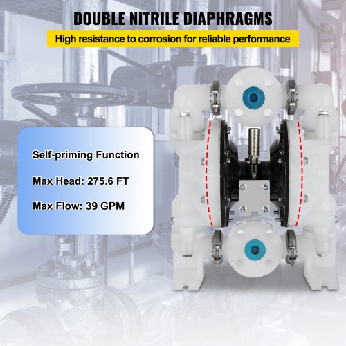 AirOperated Double Diaphragm Pump 1 inch InletOutlet 30GPM Polypropylene