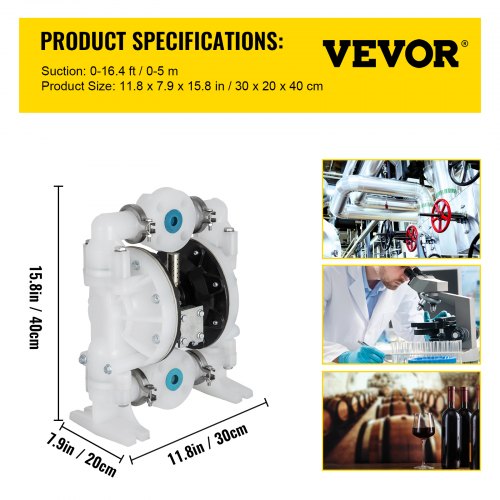 AirOperated Double Diaphragm Pump 1 inch InletOutlet 30GPM Polypropylene