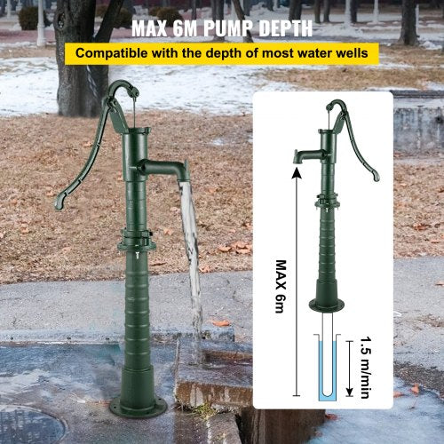 Hand Water Pump with Stand 157 x 94 x 51.6 inch Pitcher Pump 26 inch