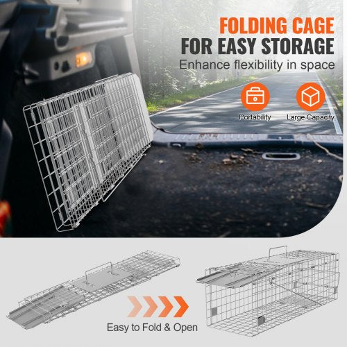 Live Animal Cage Trap 24 x 8 x 8 Humane Cat Trap Galvanized Iron