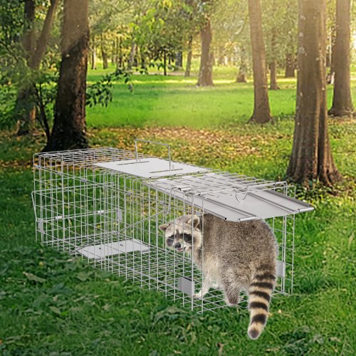 Live Animal Cage Trap 24 x 8 x 8 Humane Cat Trap Galvanized Iron