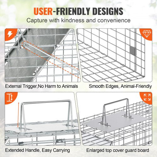 Live Animal Cage Trap 31 x 10 x 12 Humane Cat Trap Galvanized Iron