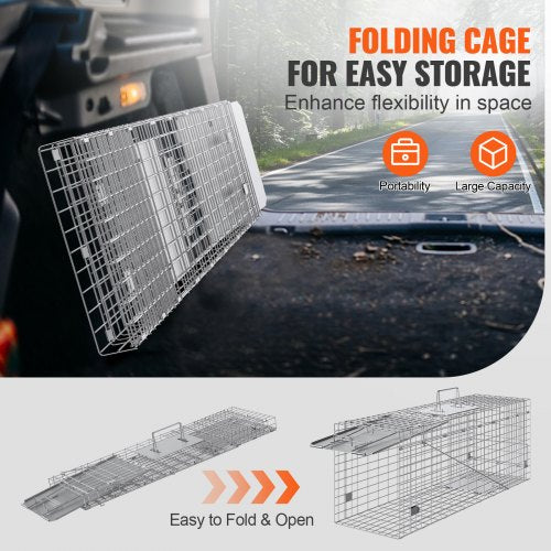 Live Animal Cage Trap 31 x 10 x 12 Humane Cat Trap Galvanized Iron