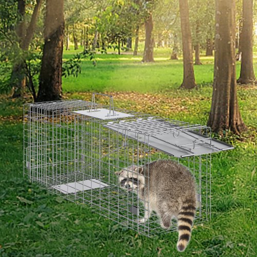 Live Animal Cage Trap 31 x 10 x 12 Humane Cat Trap Galvanized Iron