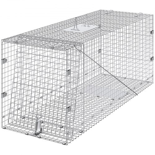 Live Animal Cage Trap 42 x 16 x 18 Humane Cat Trap Galvanized Iron