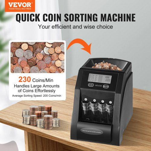 USD Coin Sorter Coin Counter Machine for 4 Kinds of USD Coins Coin Sorter