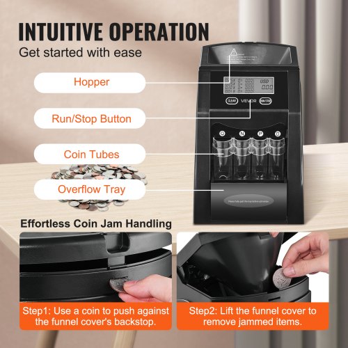 USD Coin Sorter Coin Counter Machine for 4 Kinds of USD Coins Coin Sorter