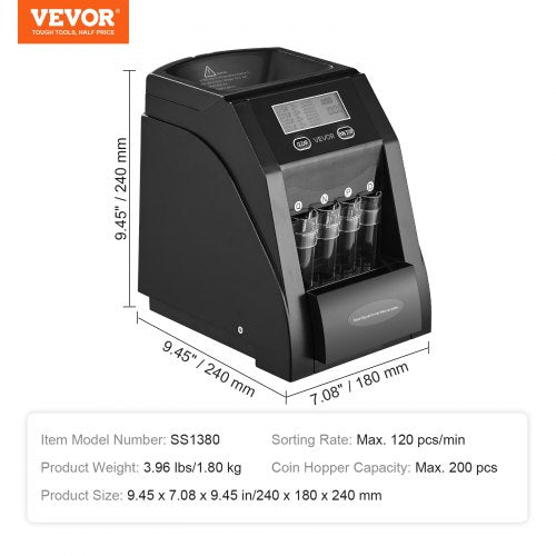 USD Coin Sorter Coin Counter Machine for 4 Kinds of USD Coins Coin Sorter