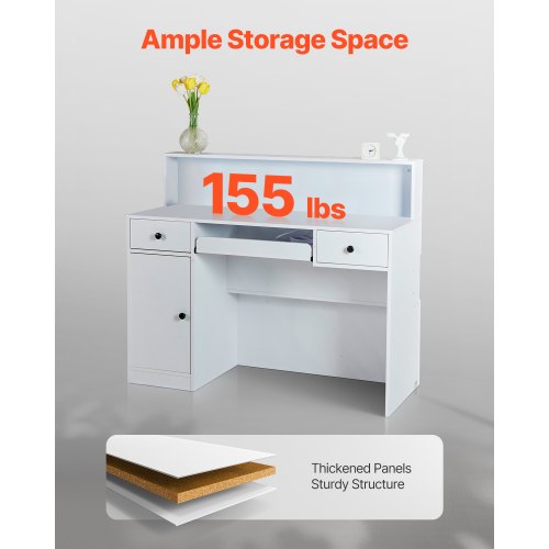 Reception Desk 47 Inch Rectangular Front Counter Table Office Reception