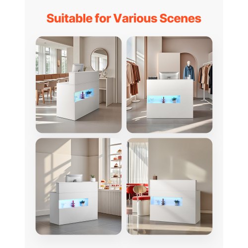 Reception Desk 47 Inch Rectangular Front Counter Table Office Reception
