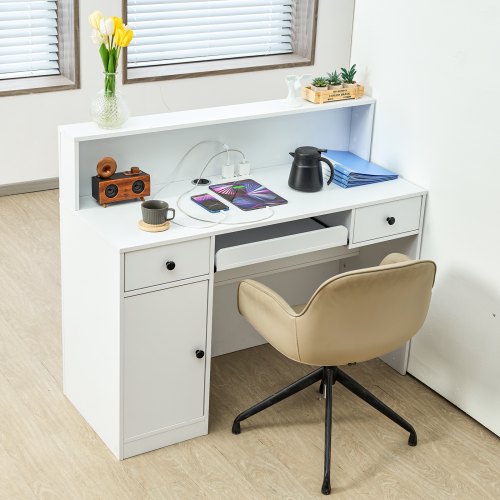 Reception Desk 47 Inch Rectangular Front Counter Table Office Reception