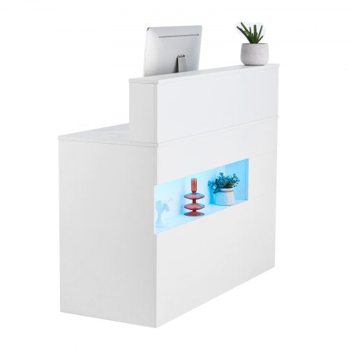 Reception Desk 47 Inch Rectangular Front Counter Table Office Reception