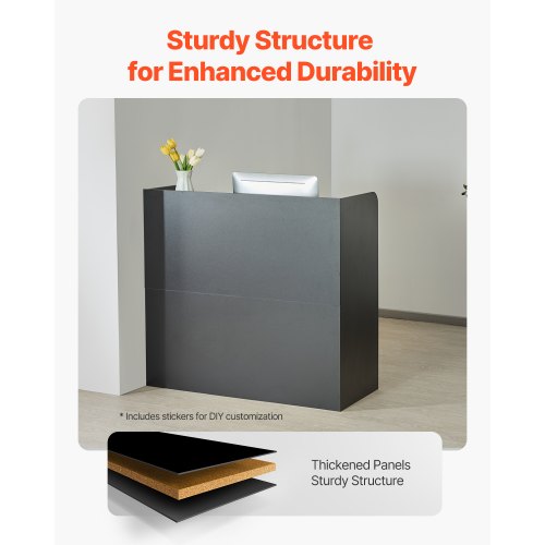 Reception Desk 47 Inch Rectangular Front Counter Table Office Reception