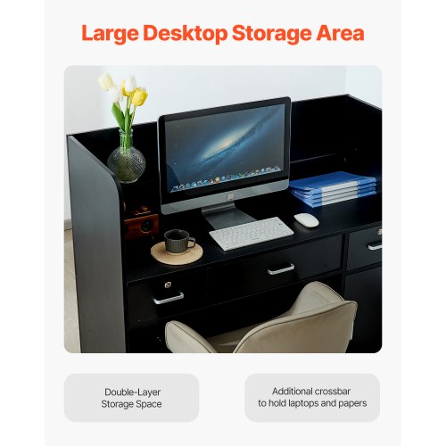 Reception Desk 47 Inch Rectangular Front Counter Table Office Reception