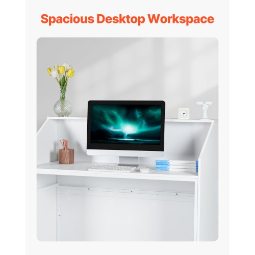 Reception Desk 46 Inch Rectangular Front Counter Table Office Reception