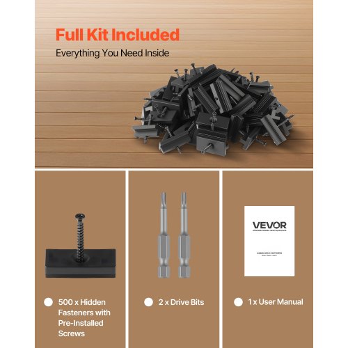 500PCS Hidden Deck Fasteners for Composite Decking Board Universal