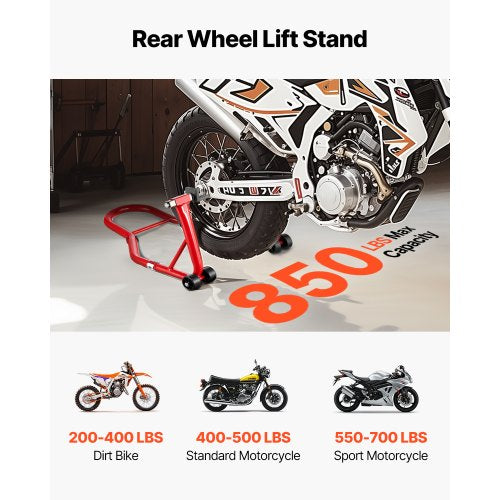 Motorcycle Rear Wheel Stand 850 LBS Load Capacity Heavy Duty Rear Wheel