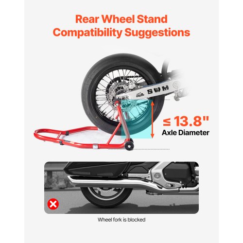 Motorcycle Rear Wheel Stand 850 LBS Load Capacity Heavy Duty Rear Wheel