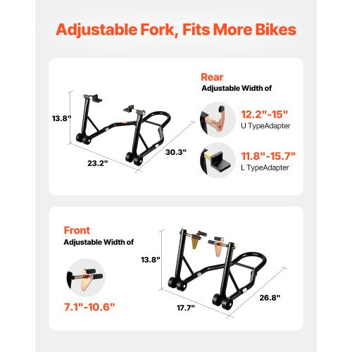 Motorcycle Stand Lift 1100lbs Capacity Front Rear Combo Stand Lift Front