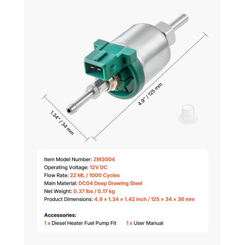 Diesel Heater Fuel Pump 12V DC Car Air Heater Diesel Fuel Dosing Pump 22ML