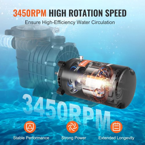 0.75 HP Pool Pump Motor 56J Frame 115V 8 Amps/230V 4 Amps 3450 RPM