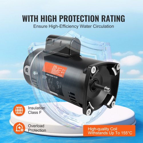 0.75 HP Pool Pump Motor 56J Frame 115V 8 Amps/230V 4 Amps 3450 RPM