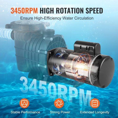 1 HP Pool Pump Motor 56Y Frame 115V 9 Amps / 230V 4.5 Amps 3450RPM 60Hz
