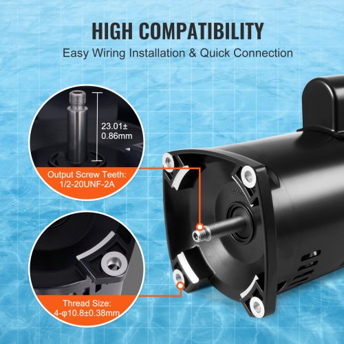 1 HP Pool Pump Motor 56Y Frame 115V 9 Amps / 230V 4.5 Amps 3450RPM 60Hz