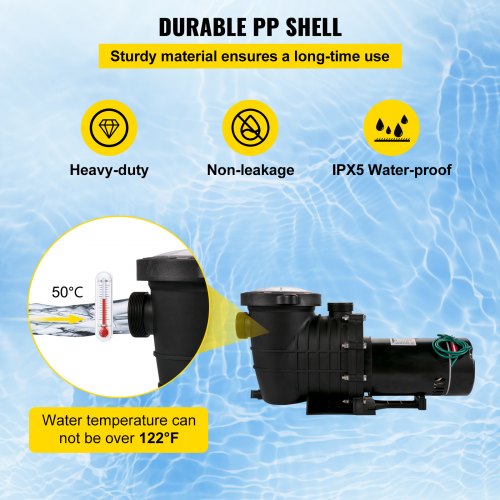 1HP Swimming Pool Pump Dual Voltage 110V220V Circulates 5544GPH for Efficient
