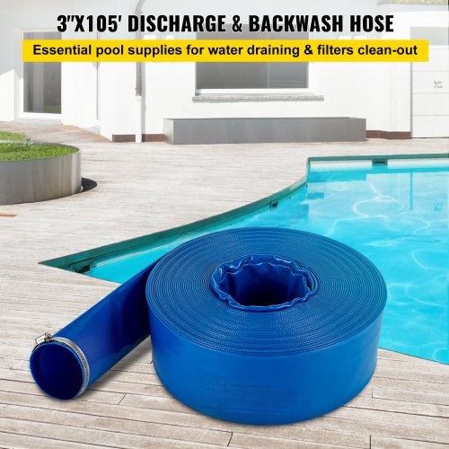 Discharge Hose 3 x 105 PVC Lay Flat Hose Heavy Duty Backwash Drain