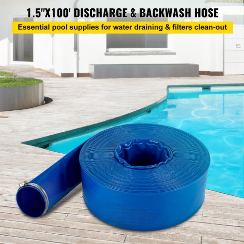 Discharge Hose 112 x 100 PVC Fabric Lay Flat Hose Heavy Duty Backwash