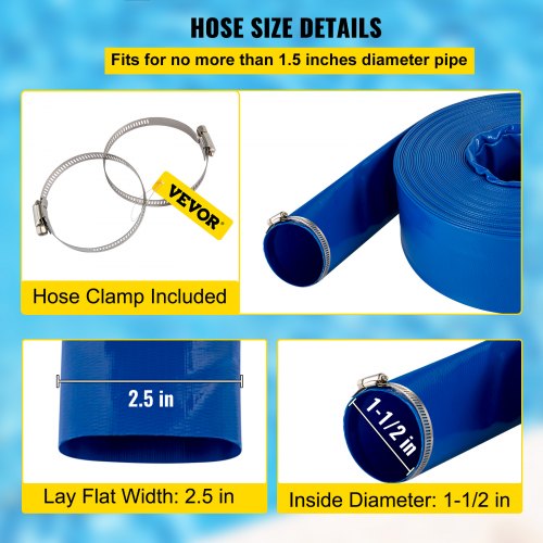 Discharge Hose 112 x 100 PVC Fabric Lay Flat Hose Heavy Duty Backwash