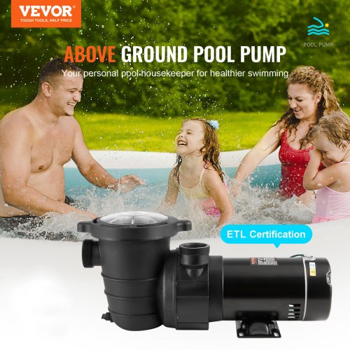 Above Ground Pool Pump 1HP 80 GPM Max Flow Single Speed Swimming Pool