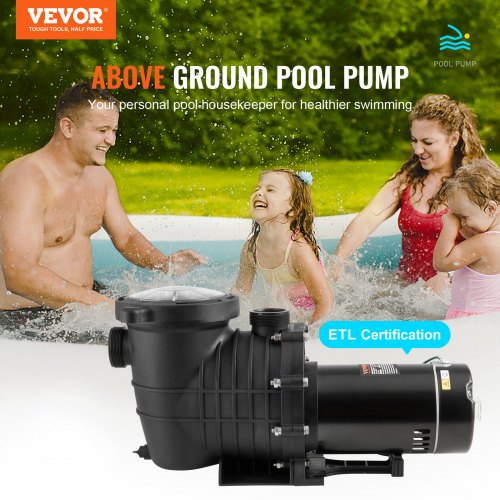Above Ground Pool Pump 1.5 HP 100 GPM Single Speed Swimming Pool Pump
