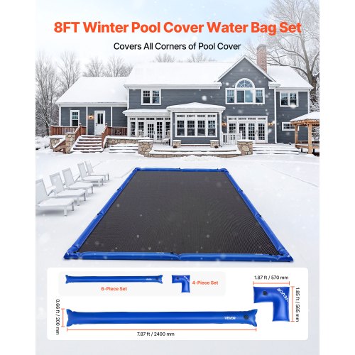 Pool Cover Water Bags Set 6 Packs 8 Ft Single Chamber Pool Cover Water Bags