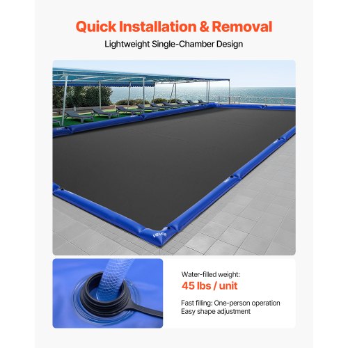 Pool Cover Water Bags Set 6 Packs 8 Ft Single Chamber Pool Cover Water Bags