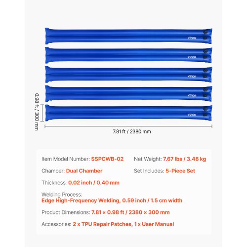 Pool Cover Water Bags 5 Packs 8 Ft Double Chamber Pool Cover Water Tubes 1