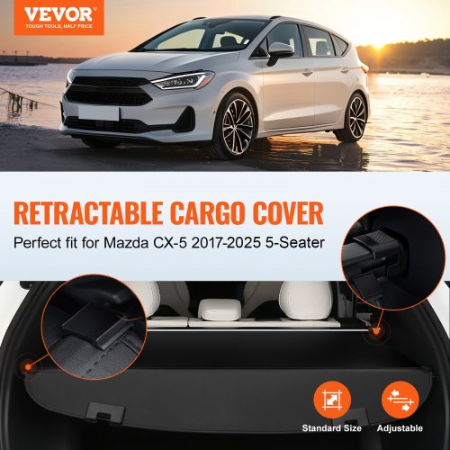 Retractable Cargo Cover for Mazda Upgraded Waterproof Trunk Cover Security