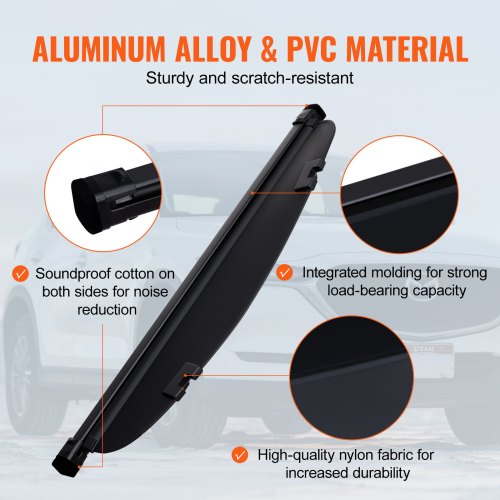 Retractable Cargo Cover for Mazda Upgraded Waterproof Trunk Cover Security