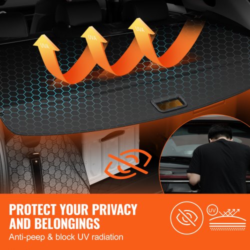 Retractable Cargo Cover Upgraded Waterproof Trunk Cover Security Shield