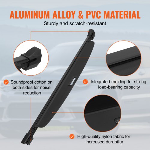 Retractable Cargo Cover Upgraded Waterproof Trunk Cover Security Shield