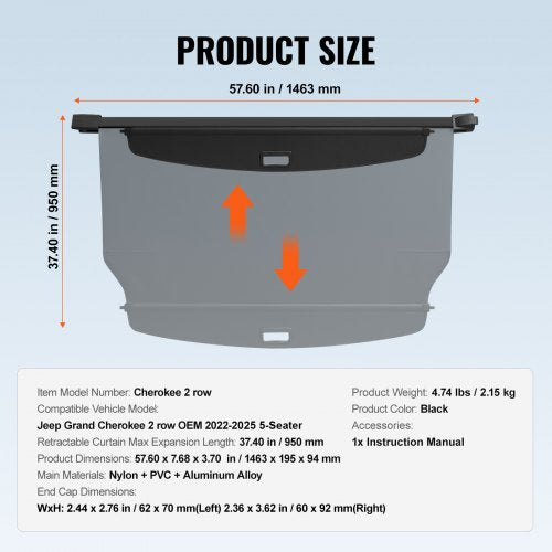 Retractable Cargo Cover Upgraded Waterproof Trunk Cover Security Shield