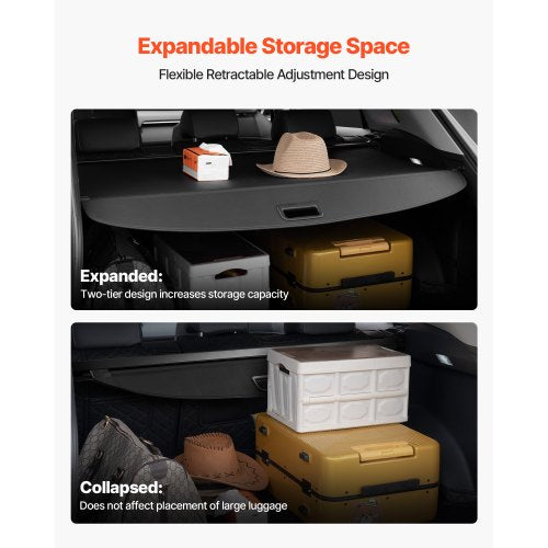 Retractable Cargo Cover Premium Leather Texture Trunk Cover AntiPeeping