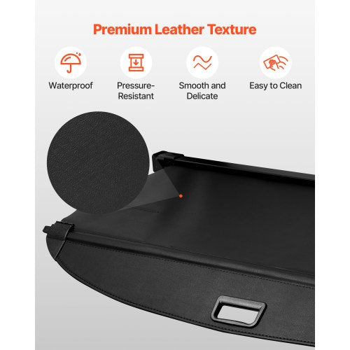 Retractable Cargo Cover Premium Leather Texture Trunk Cover AntiPeeping