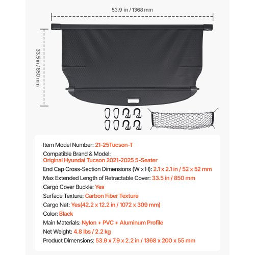 Retractable Cargo Cover Upgraded Carbon Fiber Texture Trunk Cover 1
