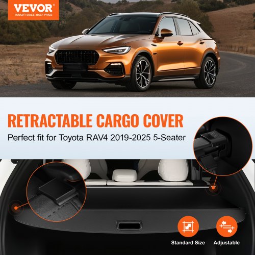 Retractable Cargo Cover for Toyota Upgraded Waterproof Trunk Cover Security