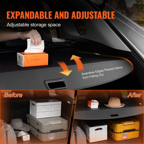 Retractable Cargo Cover for Toyota Upgraded Waterproof Trunk Cover Security